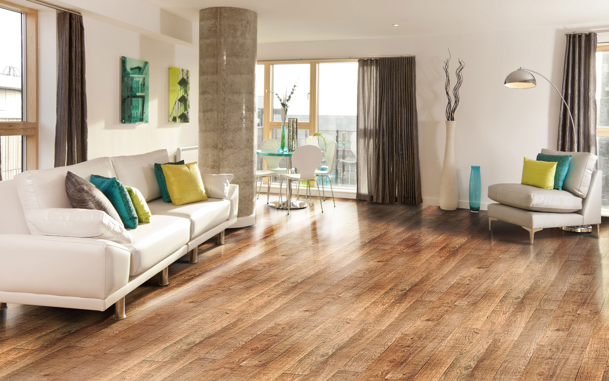 modern style living room with hardwood floor 